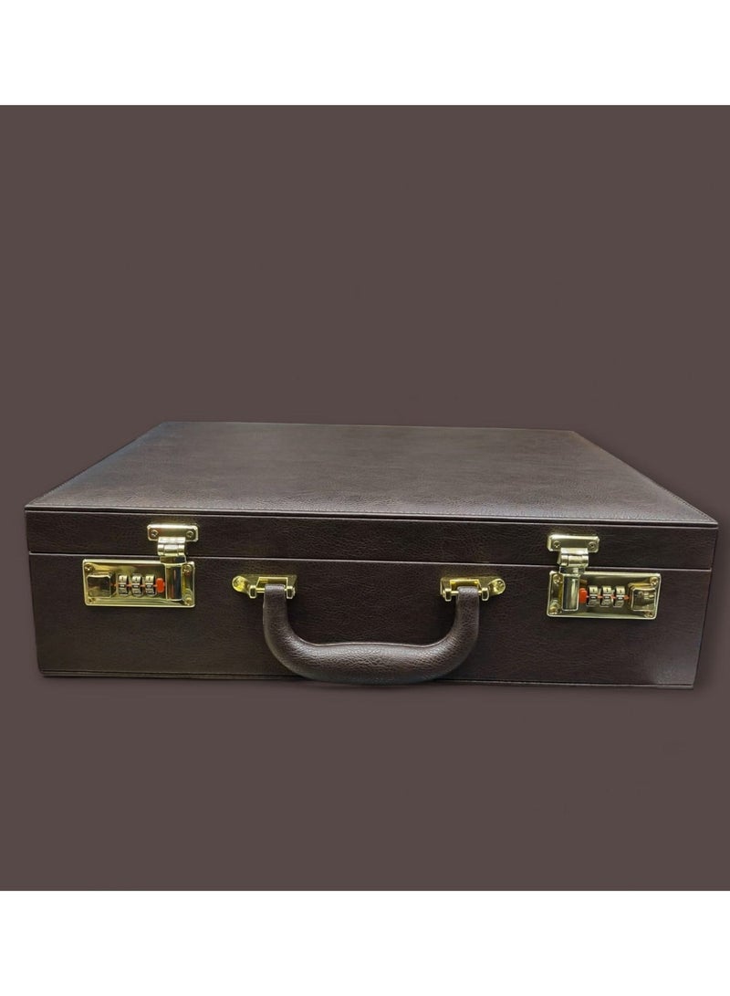 Al Seraj Jewelry Box Organizer for Women – Luxury Brown Leather Multi-Layer Jewellery Storage Case with Lock & Handle for Rings, Necklaces, Earrings, Bracelets & Bangles | Elegant Travel & Gift Display Box - Image 3